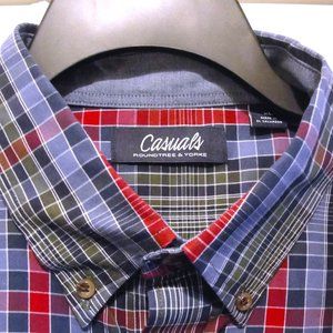 Roundtree & Yorke Casuals LS XL Green Blue Red White.